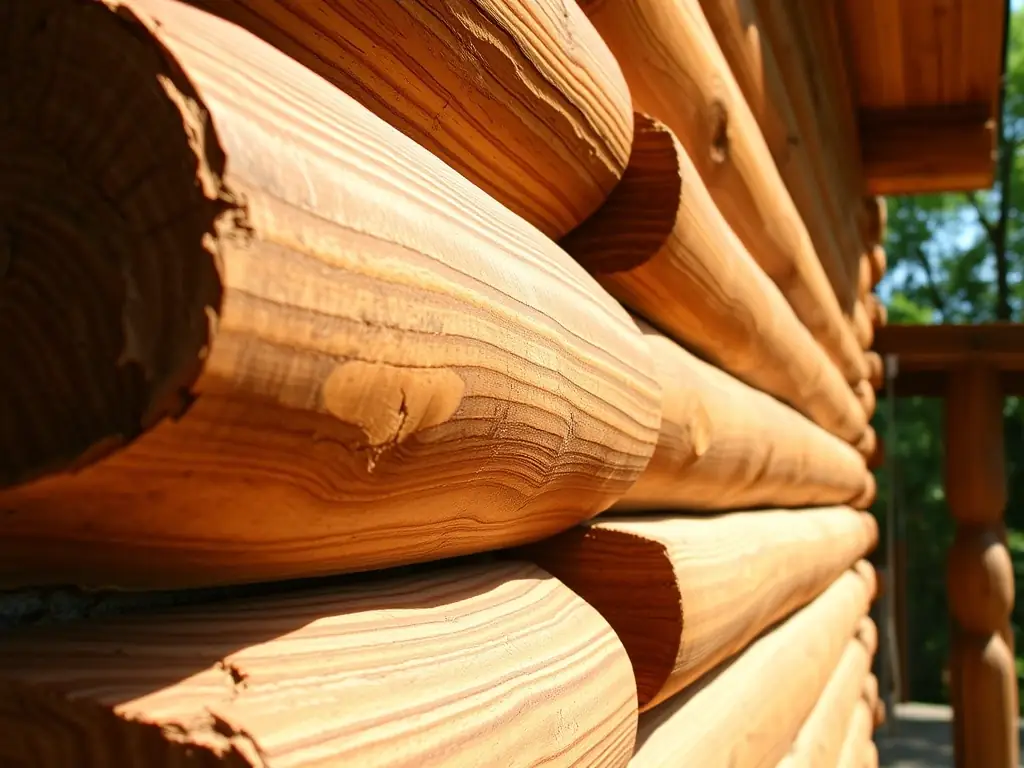 A well-maintained log home with fresh chinking and sealant, highlighting the natural beauty and structural integrity of the wood.